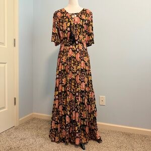 Soft Surroundings Multi floral Tiered Maxi Dress‎ Size 12
